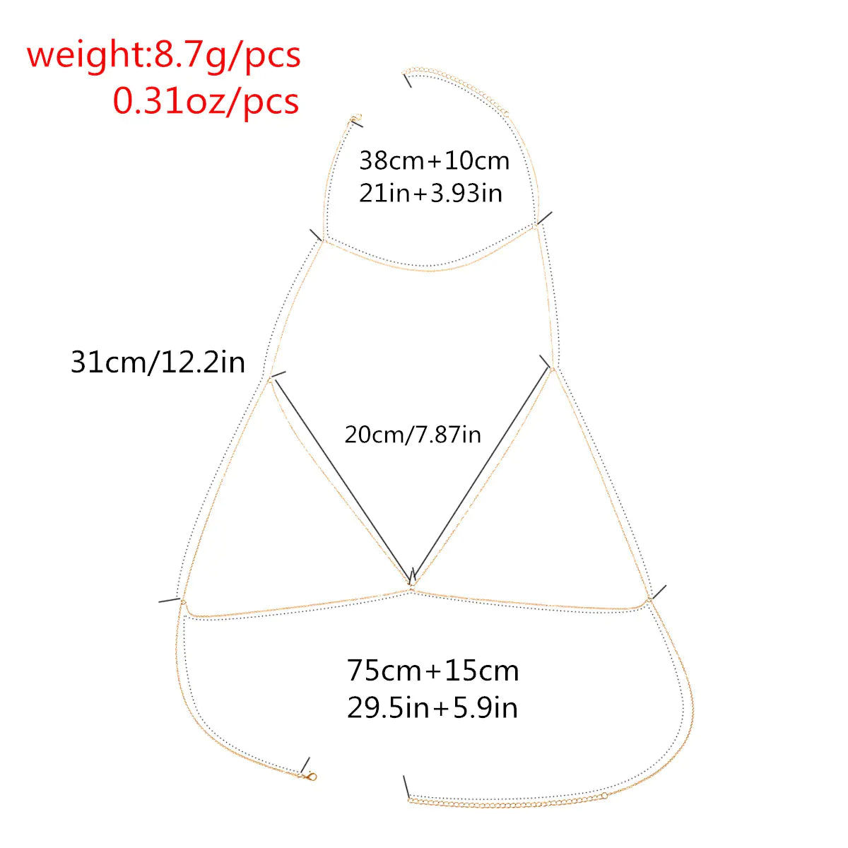 Cadena corporal de moda y cadena de pecho sencilla