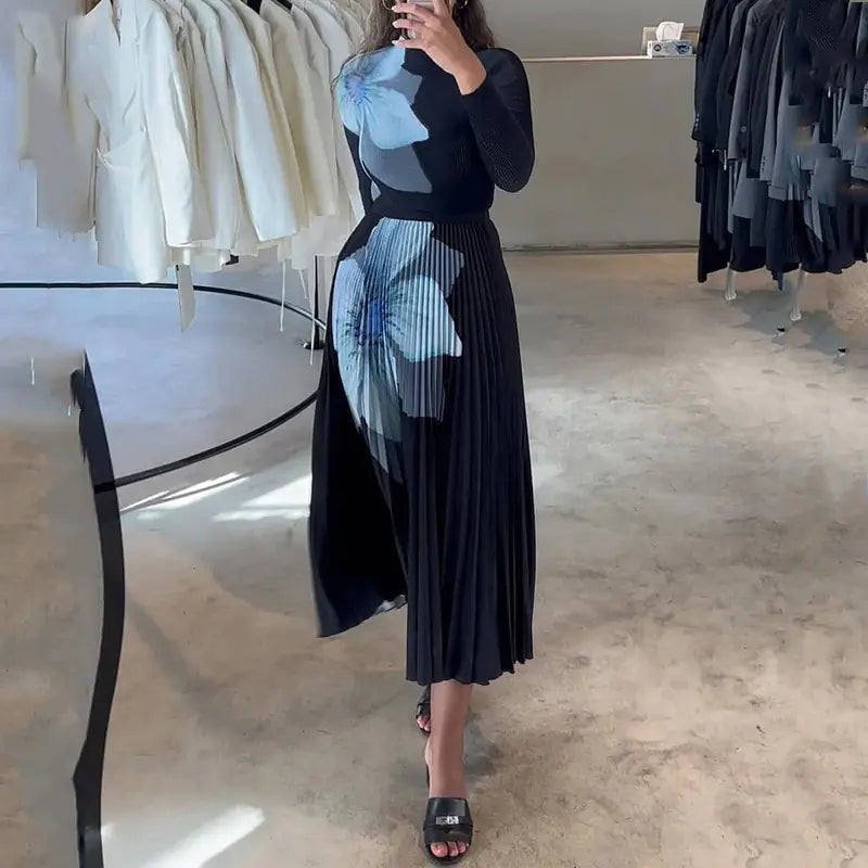 فستان أنيق مطوي للنساء بخصر ضيق