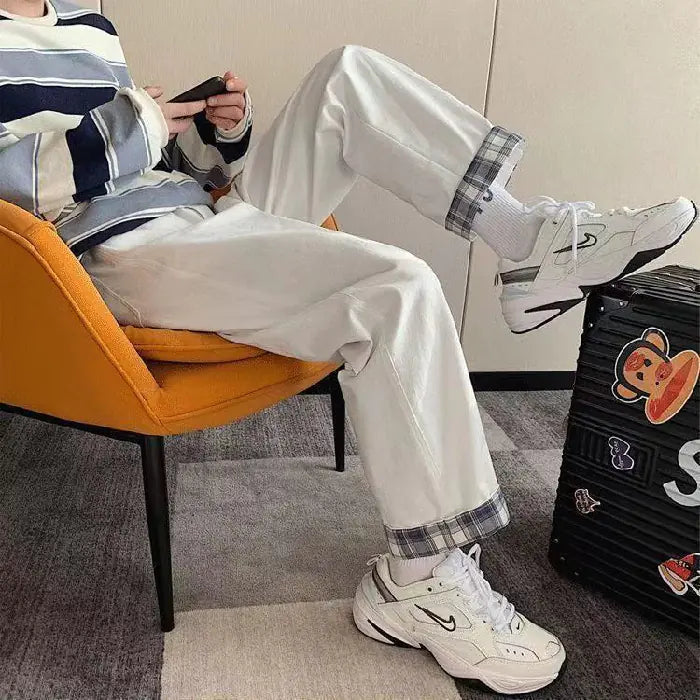 Pantalones cargo de vaquero de cintura alta con nueve puntas