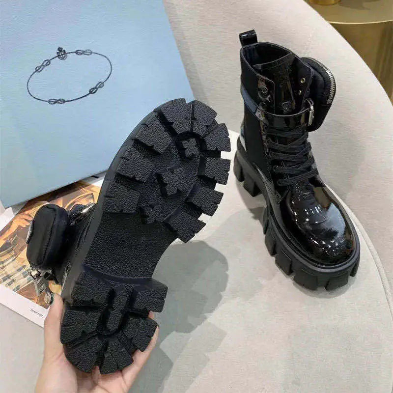 Botas Martin de cuero retro de suela gruesa