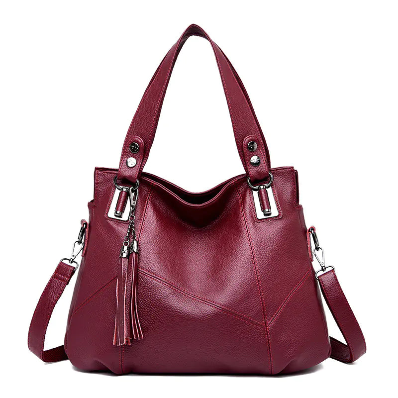Bolso de hombro grande de cuero suave de moda para mujeres