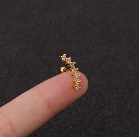 Pendientes de rosca de acero inoxidable Star Zirconia (perforados)