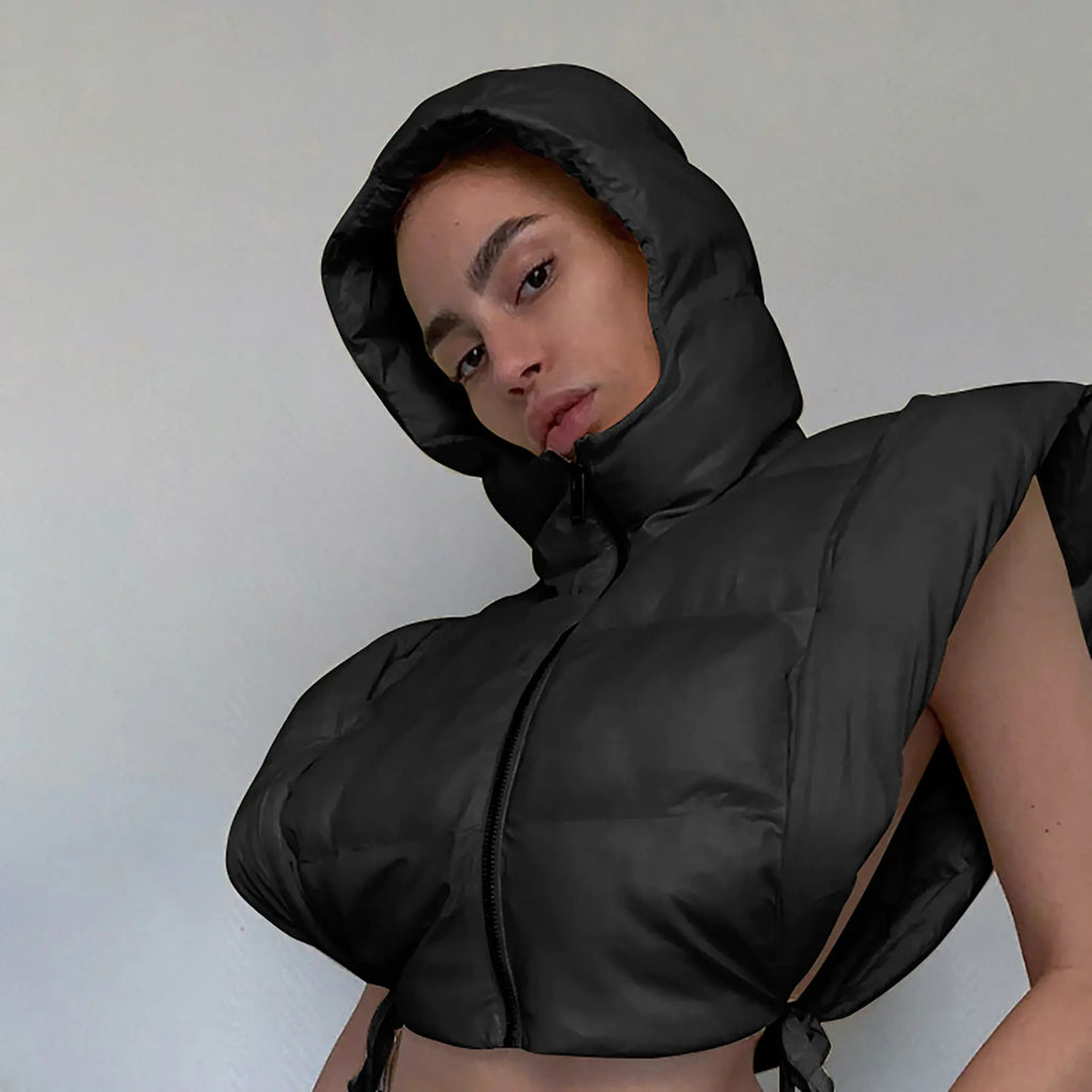 Chaqueta con capucha de otoño y abertura lateral para mujer de moda