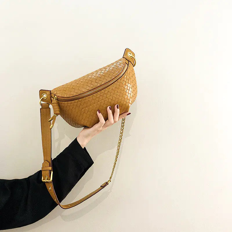 Bolso de cintura de cuero y bandolera de lujo para mujer