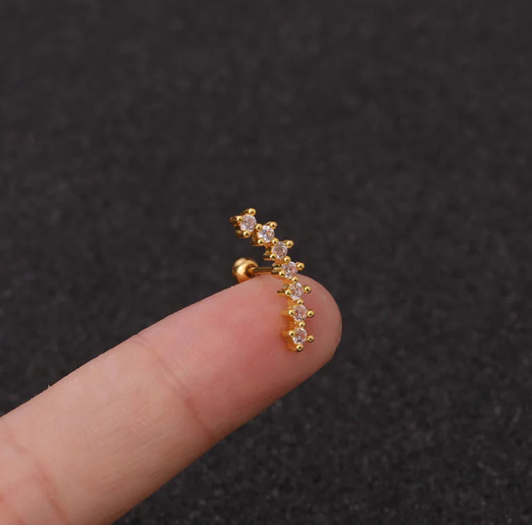 Pendientes de rosca de acero inoxidable Star Zirconia (perforados)