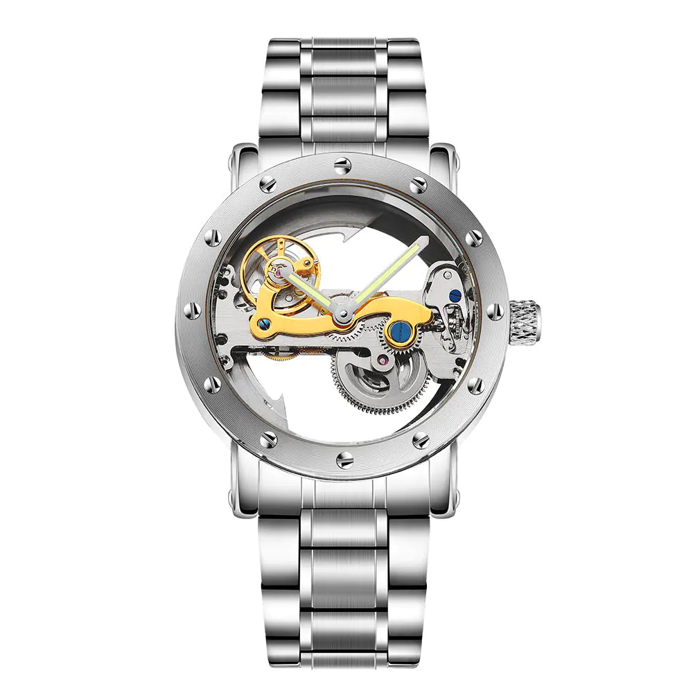 ساعة من الفولاذ المقاوم للصدأ ذات وجه مجوف