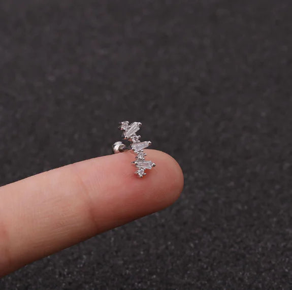 Pendientes de rosca de acero inoxidable Star Zirconia (perforados)