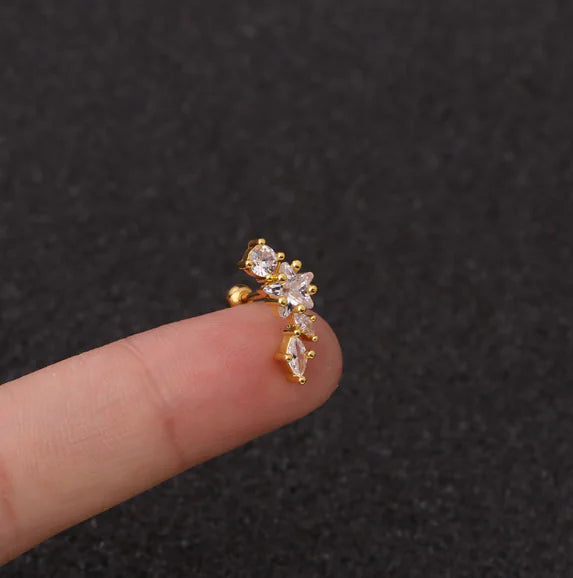 Pendientes de rosca de acero inoxidable Star Zirconia (perforados)