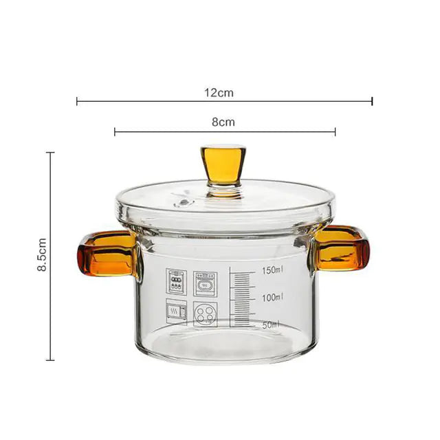 Olla de sopa de vidrio de borosilicato resistente al calor para fideos
