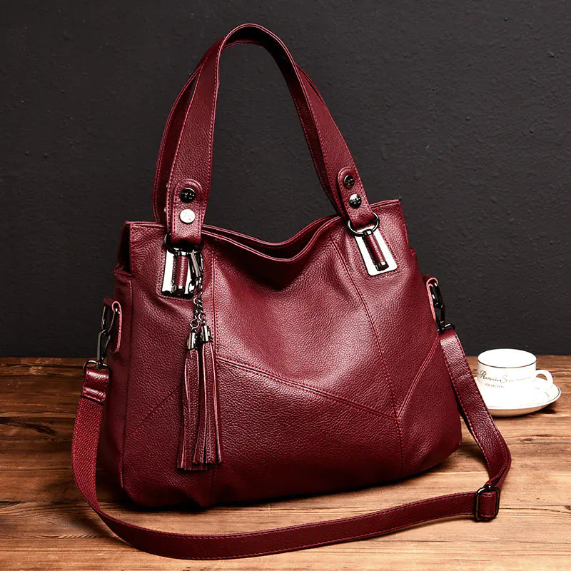 Bolso de hombro grande de cuero suave de moda para mujeres