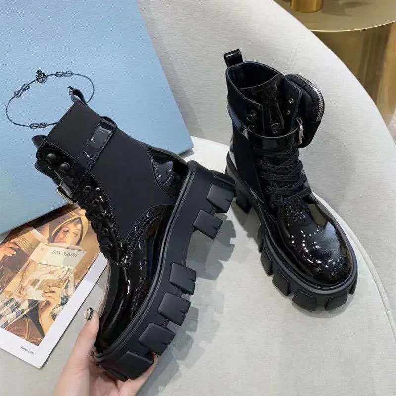 Botas Martin de cuero retro de suela gruesa