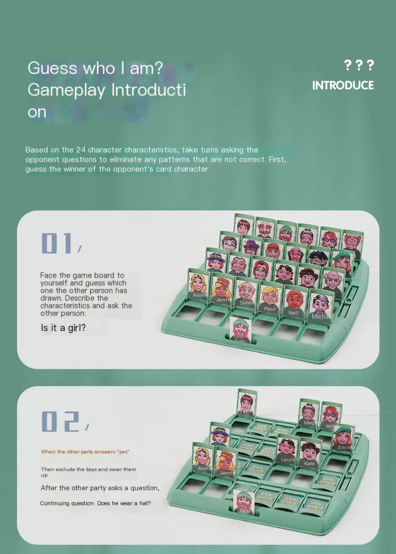 خمن من؟ لعبة بطاقات منطقية