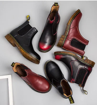 Botas Martin de vaca de tacón grueso estilo otoño para mujer