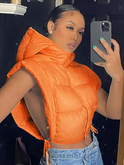 Chaqueta con capucha de otoño y abertura lateral para mujer de moda