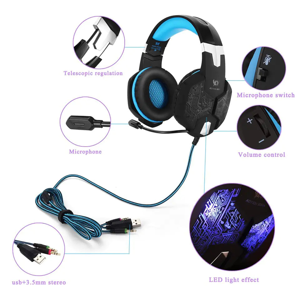 Auriculares G1000 para juegos con micrófono para PC