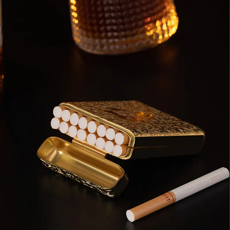 Estuche vintage de lujo grabado para cigarrillos 16/20