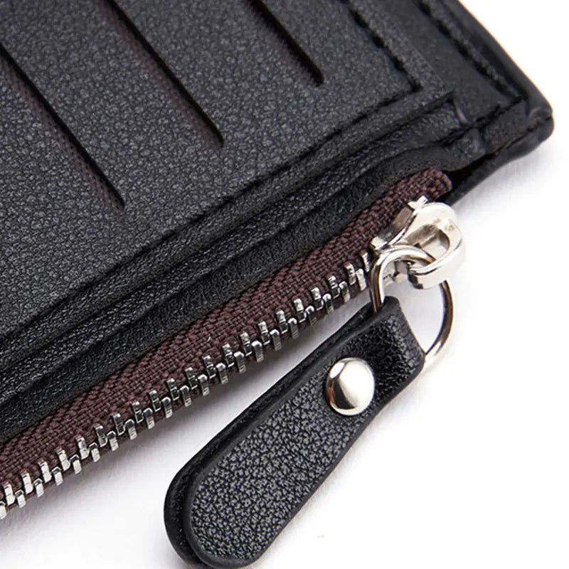 محفظة رجالية عتيقة بسحاب مع جيب للعملات المعدنية وحامل للبطاقات 