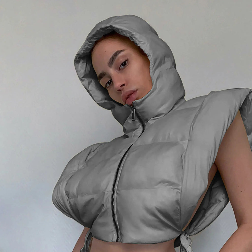 Chaqueta con capucha de otoño y abertura lateral para mujer de moda