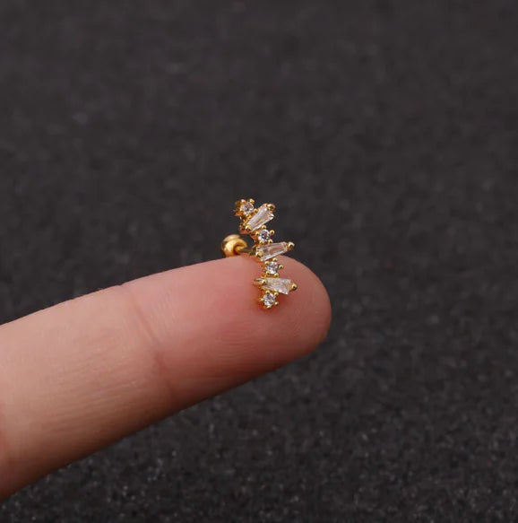 Pendientes de rosca de acero inoxidable Star Zirconia (perforados)