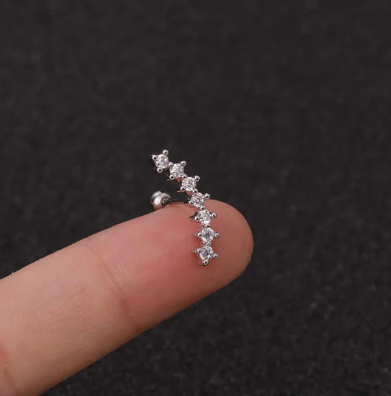 Pendientes de rosca de acero inoxidable Star Zirconia (perforados)